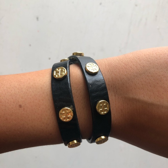 Tory Burch Jewelry - Tory Burch Black Leather Wrap Bracelet